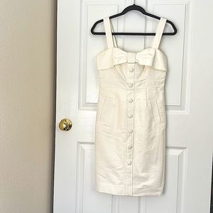 Kate Spade Cream White Bow Button Pocket Texture Dress - look for silver lining